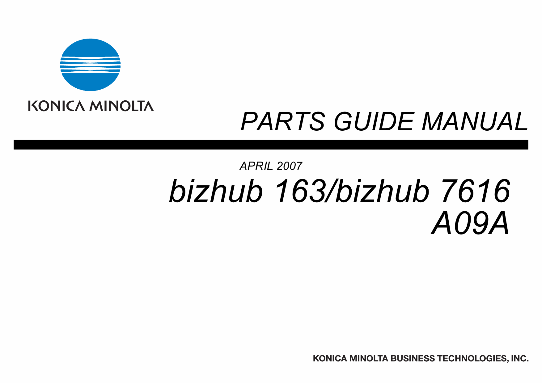 Konica-Minolta bizhub 163 7616 Parts Manual-1